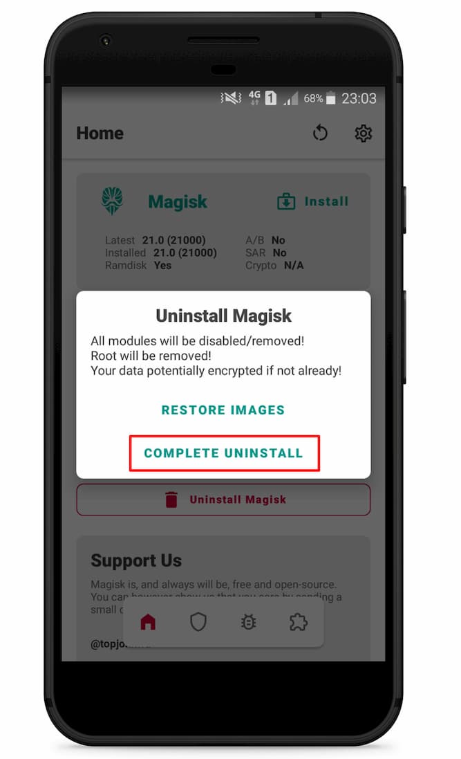 Magisk Complete Uninstall